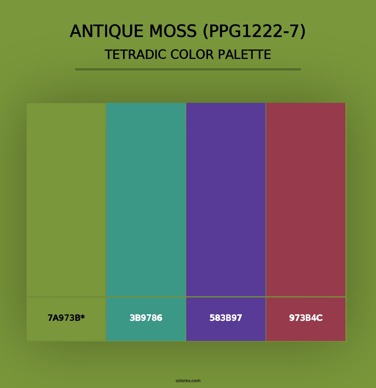 Antique Moss (PPG1222-7) - Tetradic Color Palette