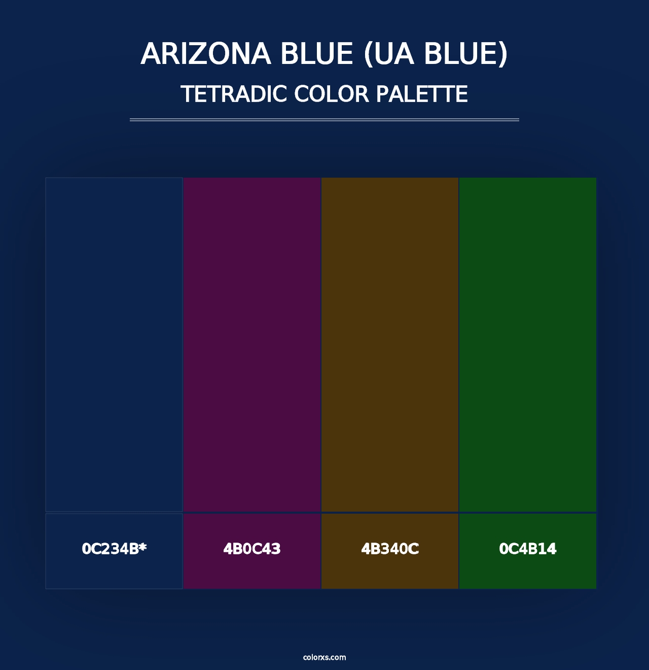 Arizona Blue (UA Blue) - Tetradic Color Palette