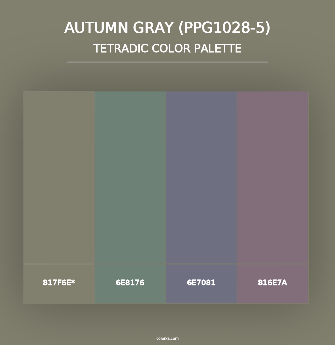 Autumn Gray (PPG1028-5) - Tetradic Color Palette