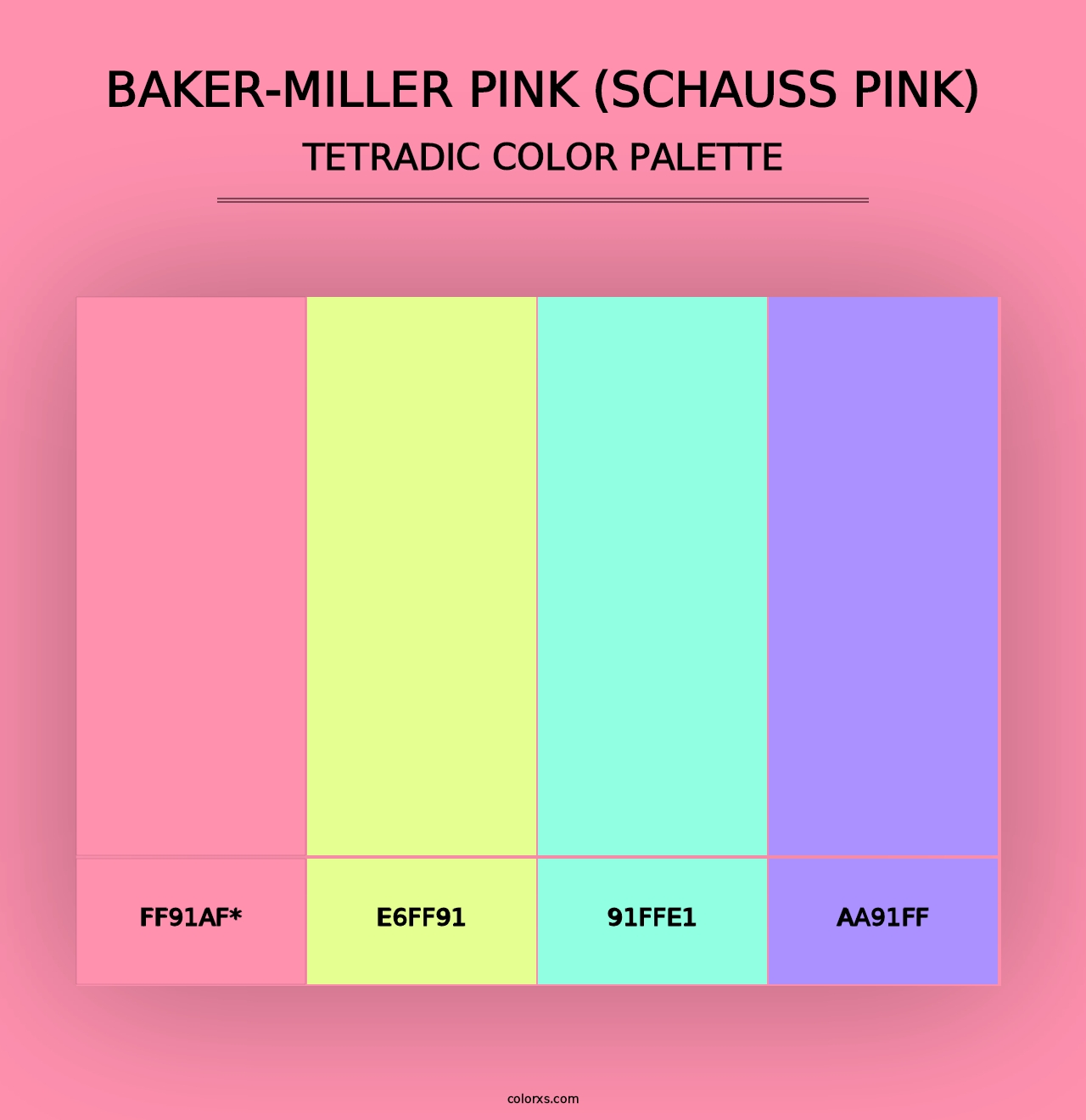 Baker-Miller Pink (Schauss Pink) - Tetradic Color Palette