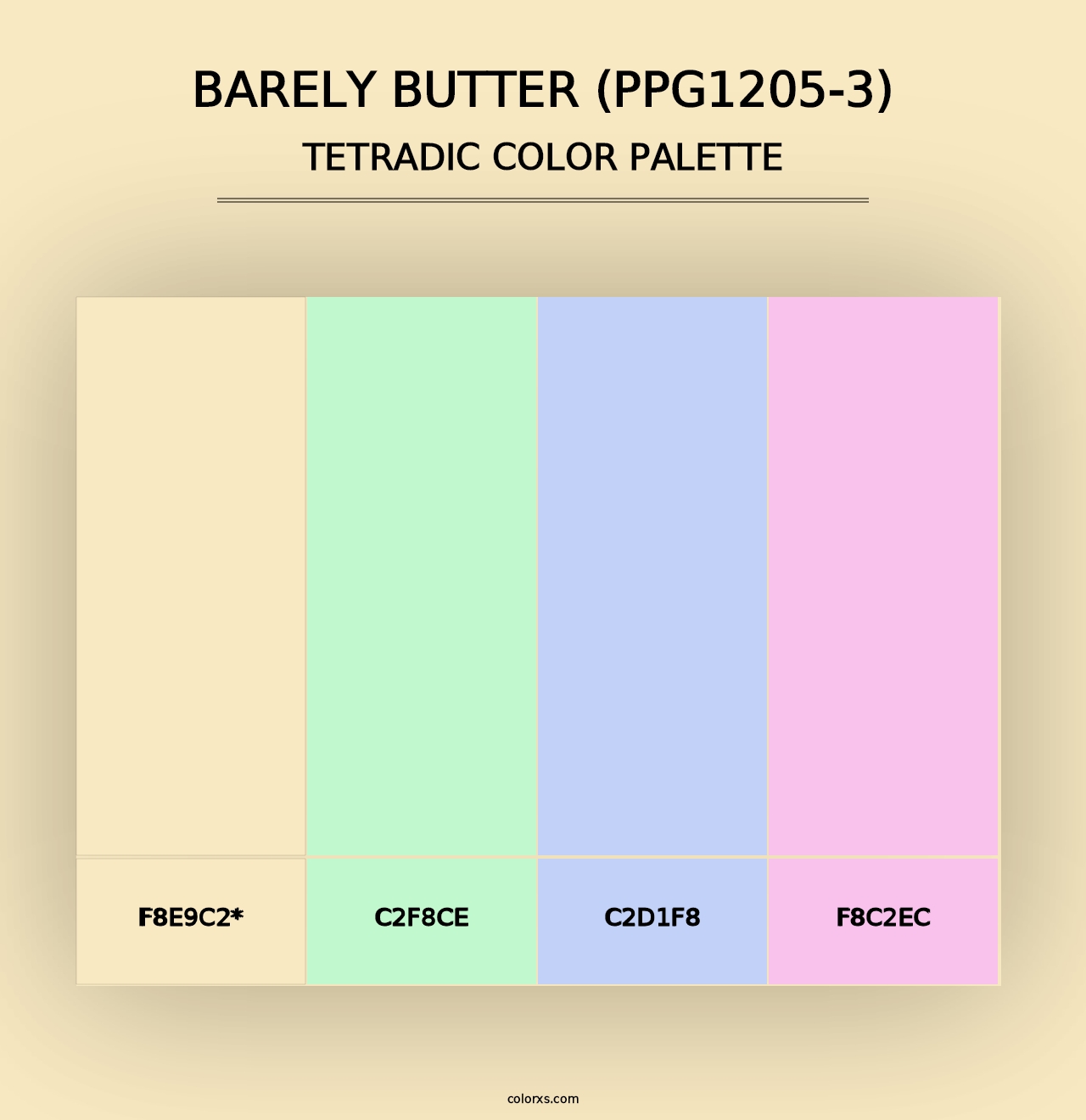 Barely Butter (PPG1205-3) - Tetradic Color Palette