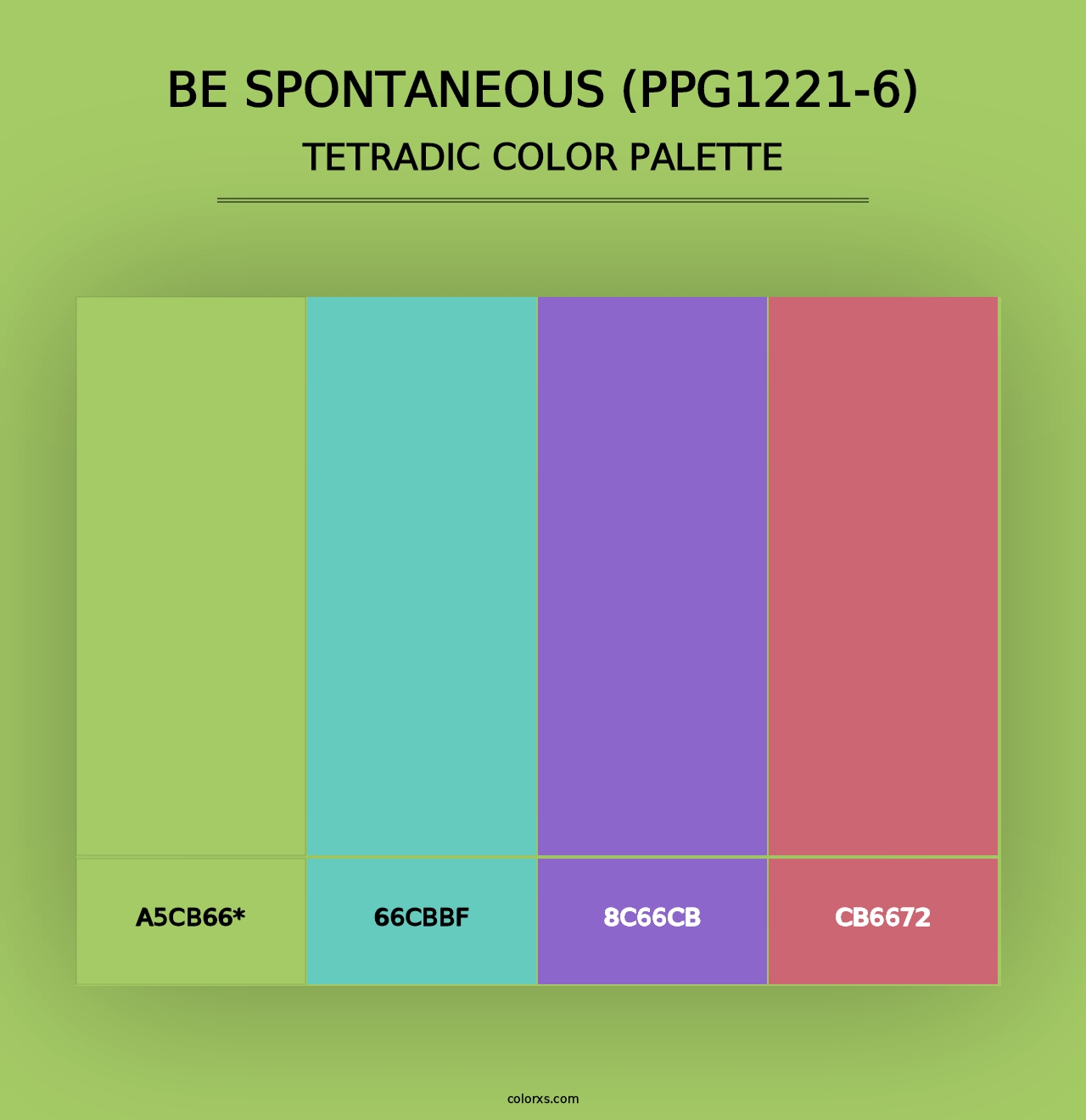 Be Spontaneous (PPG1221-6) - Tetradic Color Palette