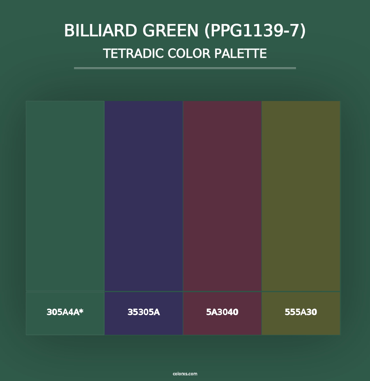 Billiard Green (PPG1139-7) - Tetradic Color Palette