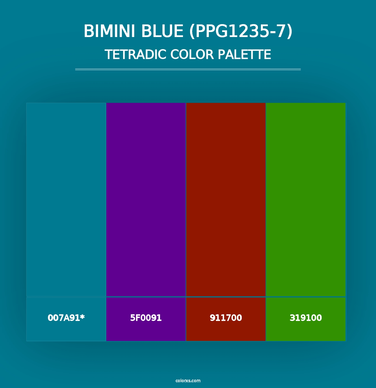 Bimini Blue (PPG1235-7) - Tetradic Color Palette