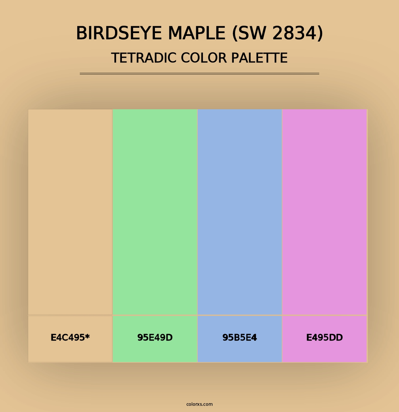 Birdseye Maple (SW 2834) - Tetradic Color Palette