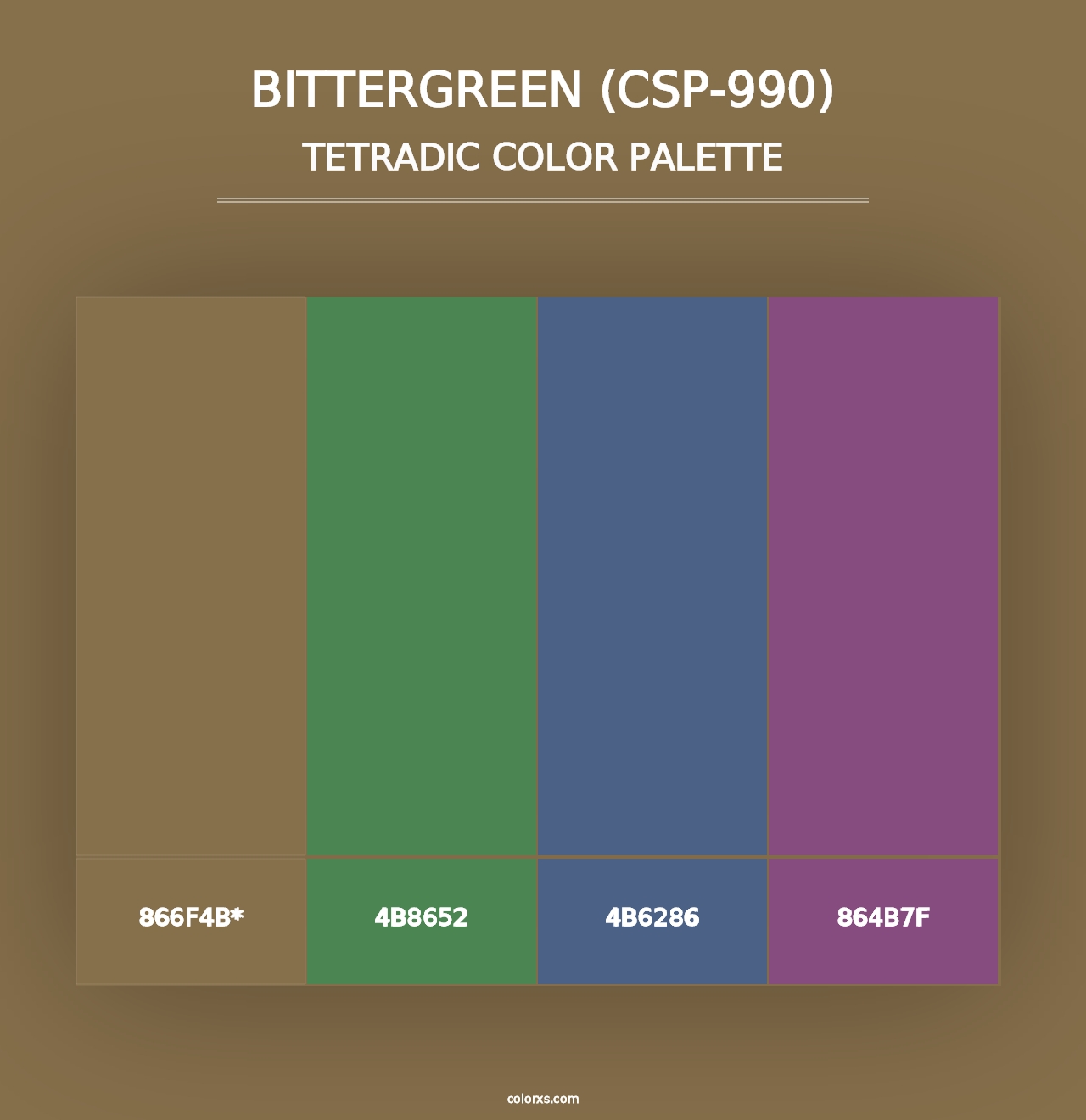 Bittergreen (CSP-990) - Tetradic Color Palette