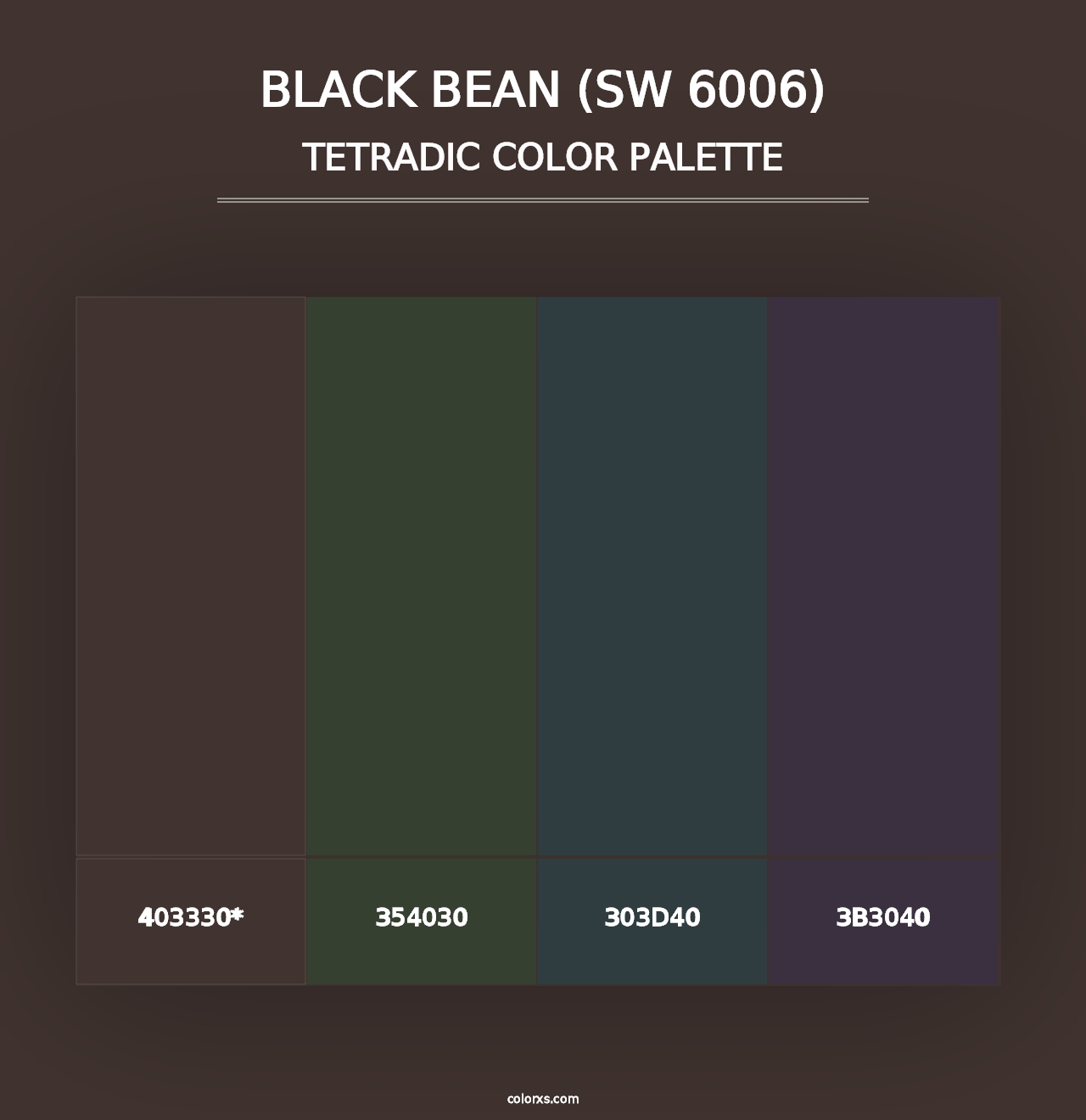 Black Bean (SW 6006) - Tetradic Color Palette