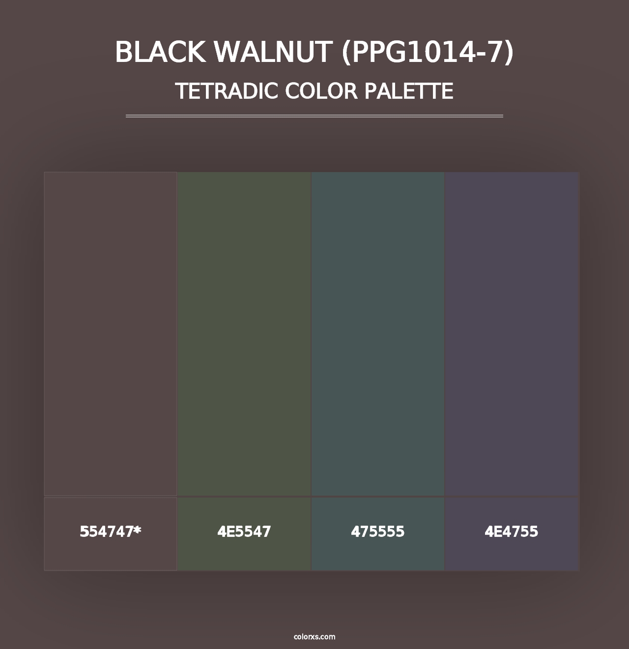 Black Walnut (PPG1014-7) - Tetradic Color Palette