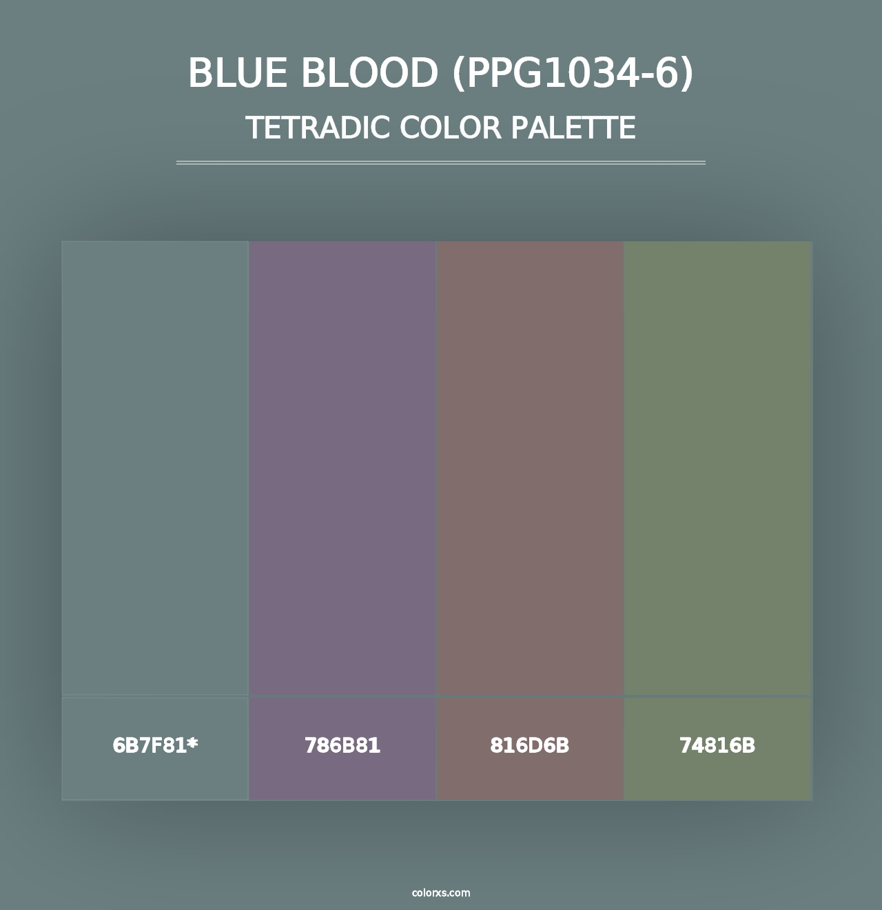 Blue Blood (PPG1034-6) - Tetradic Color Palette