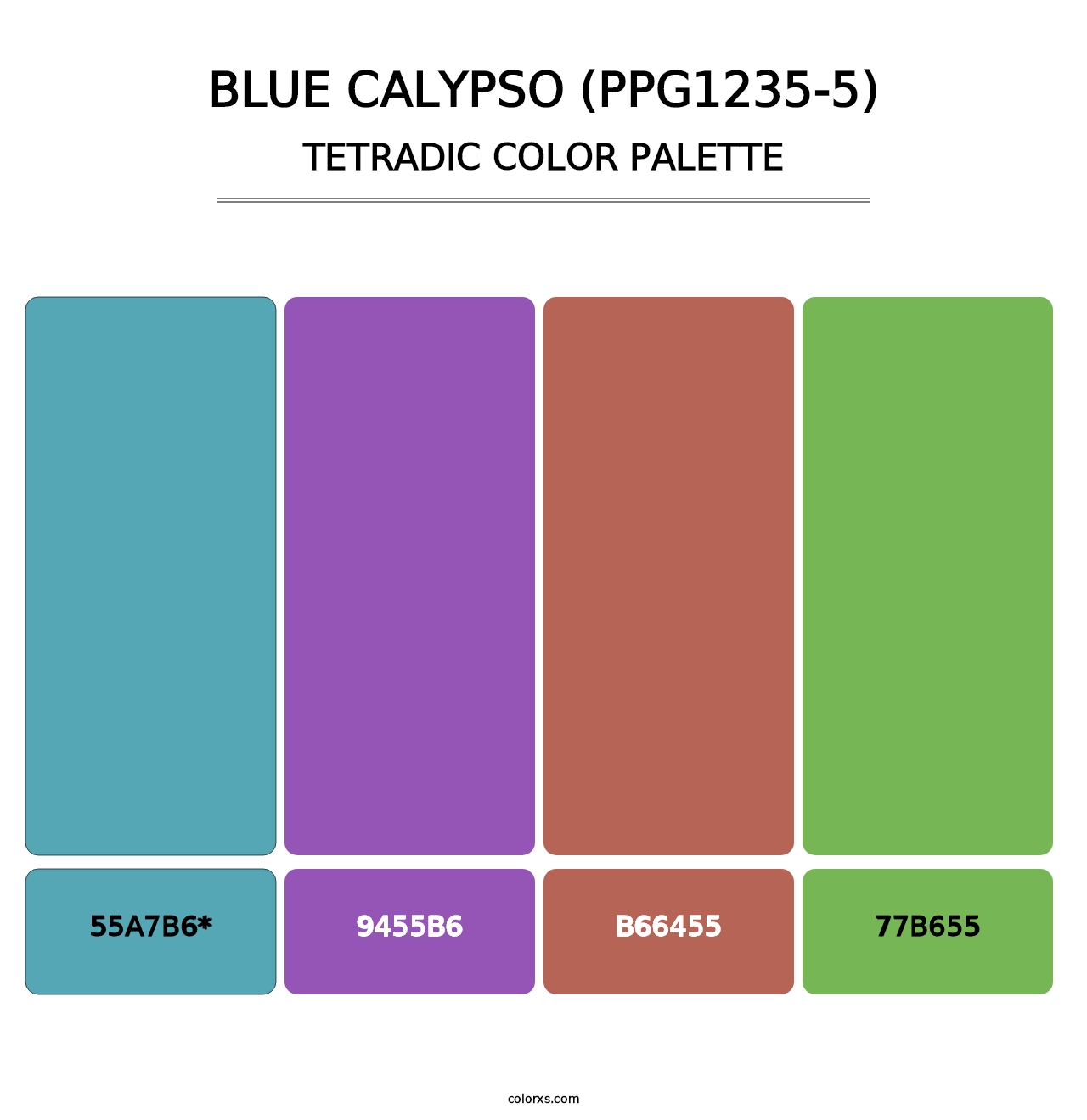 Blue Calypso (PPG1235-5) - Tetradic Color Palette