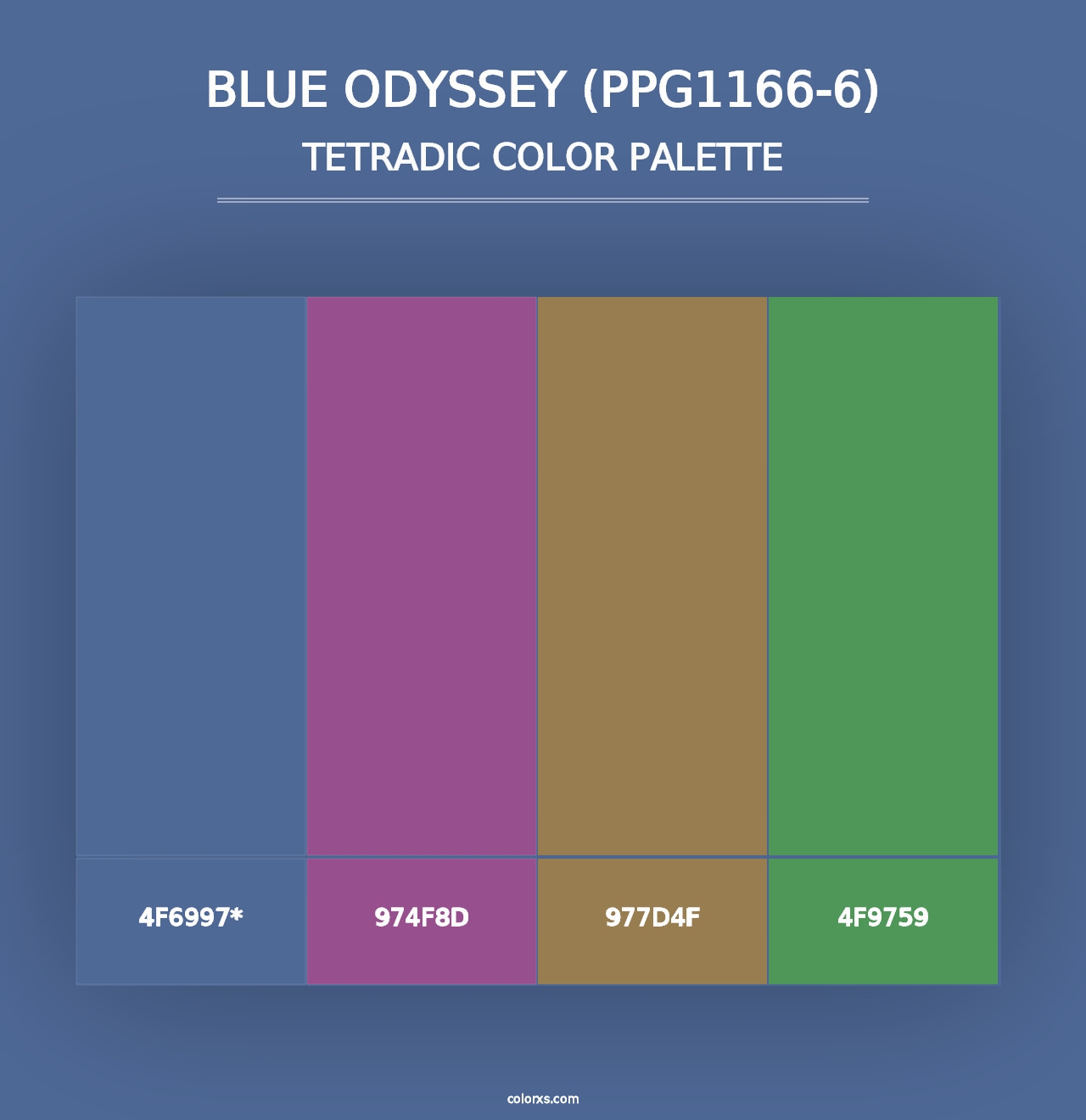 Blue Odyssey (PPG1166-6) - Tetradic Color Palette