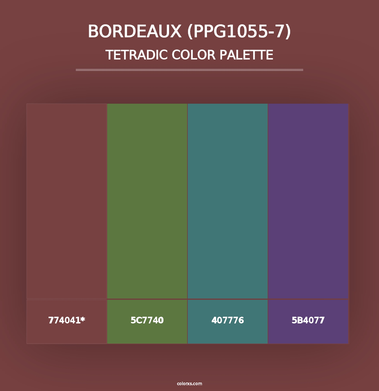 Bordeaux (PPG1055-7) - Tetradic Color Palette