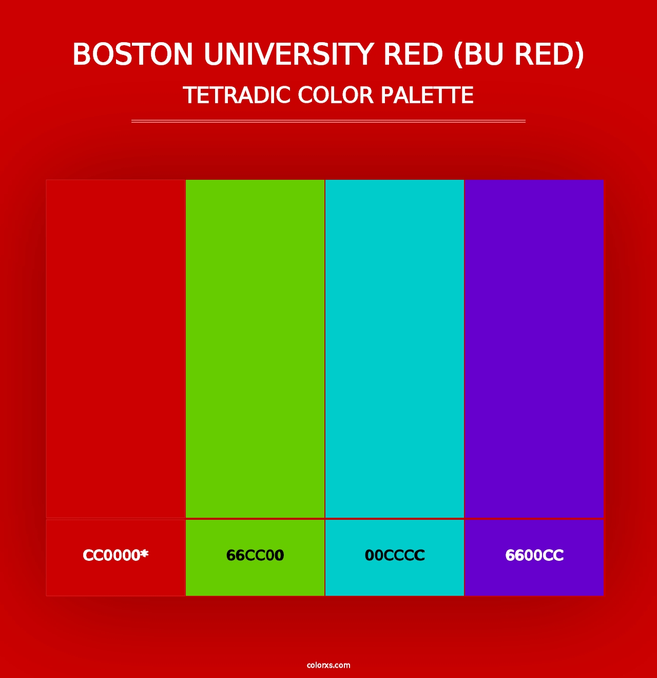 Boston University Red (BU Red) - Tetradic Color Palette