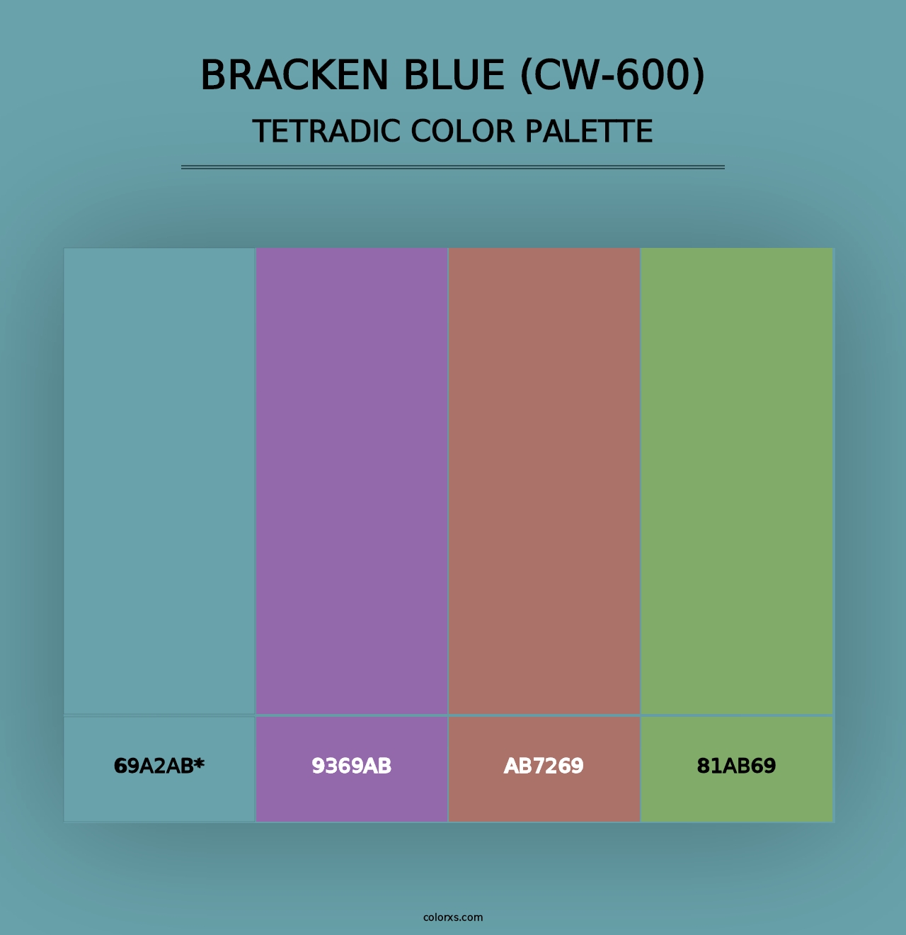 Bracken Blue (CW-600) - Tetradic Color Palette