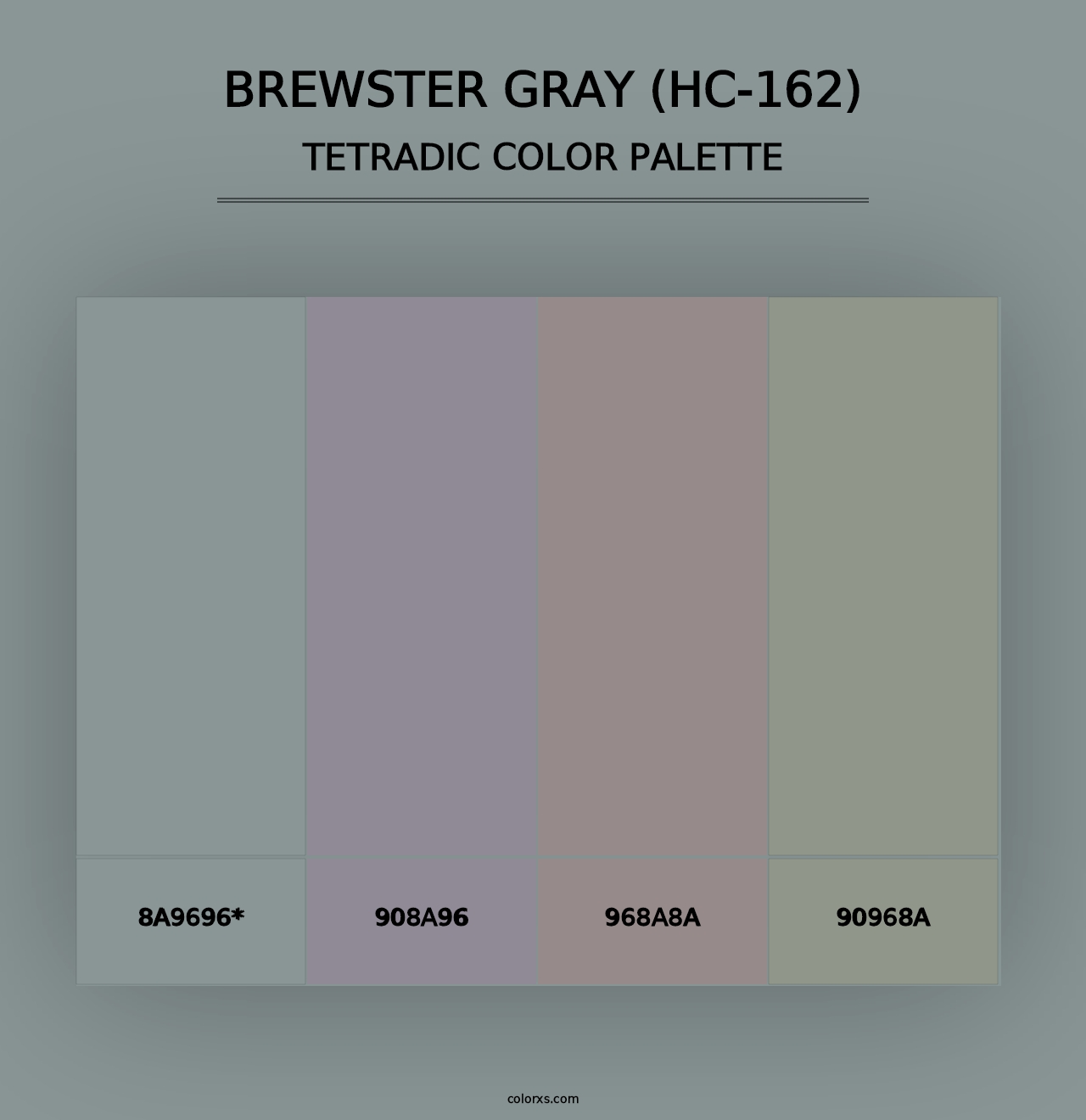 Brewster Gray (HC-162) - Tetradic Color Palette