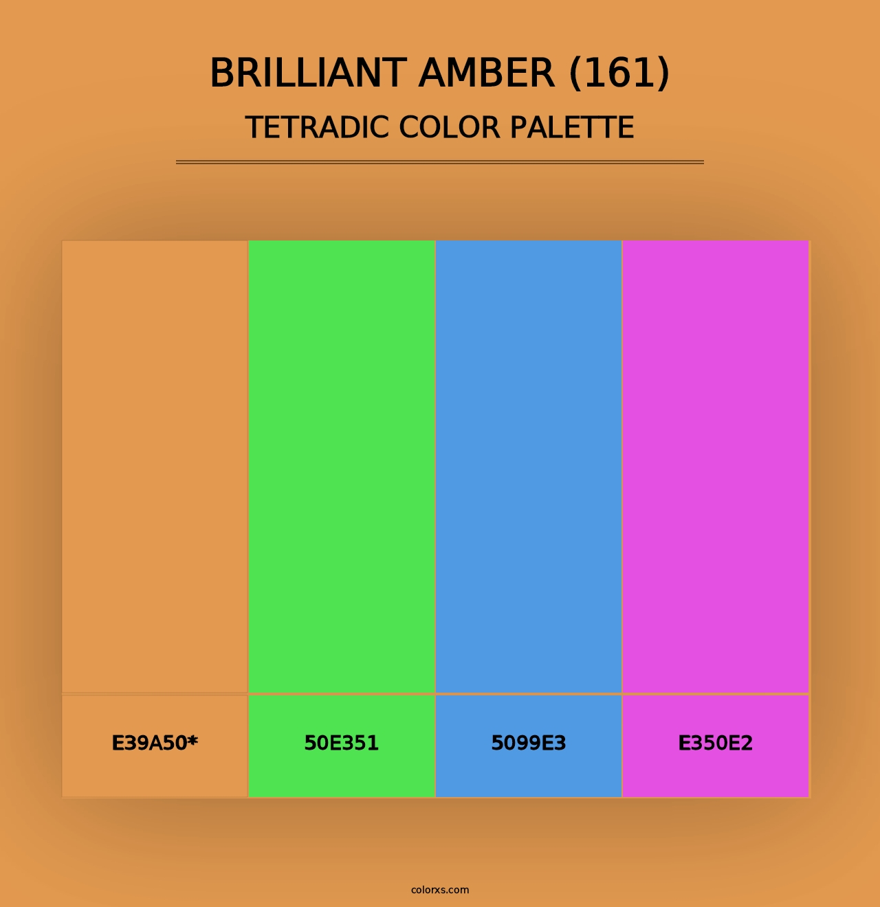 Brilliant Amber (161) - Tetradic Color Palette