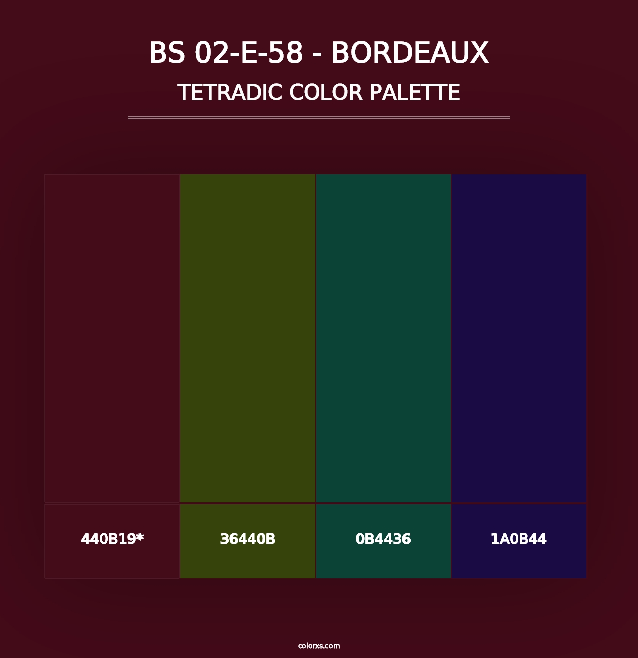 BS 02-E-58 - Bordeaux - Tetradic Color Palette