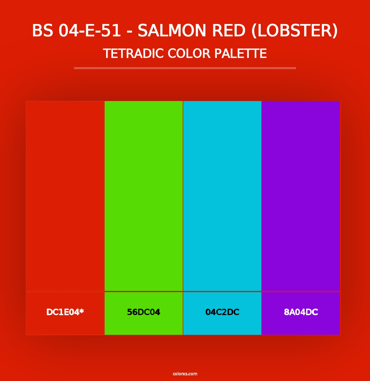 BS 04-E-51 - Salmon Red (Lobster) - Tetradic Color Palette