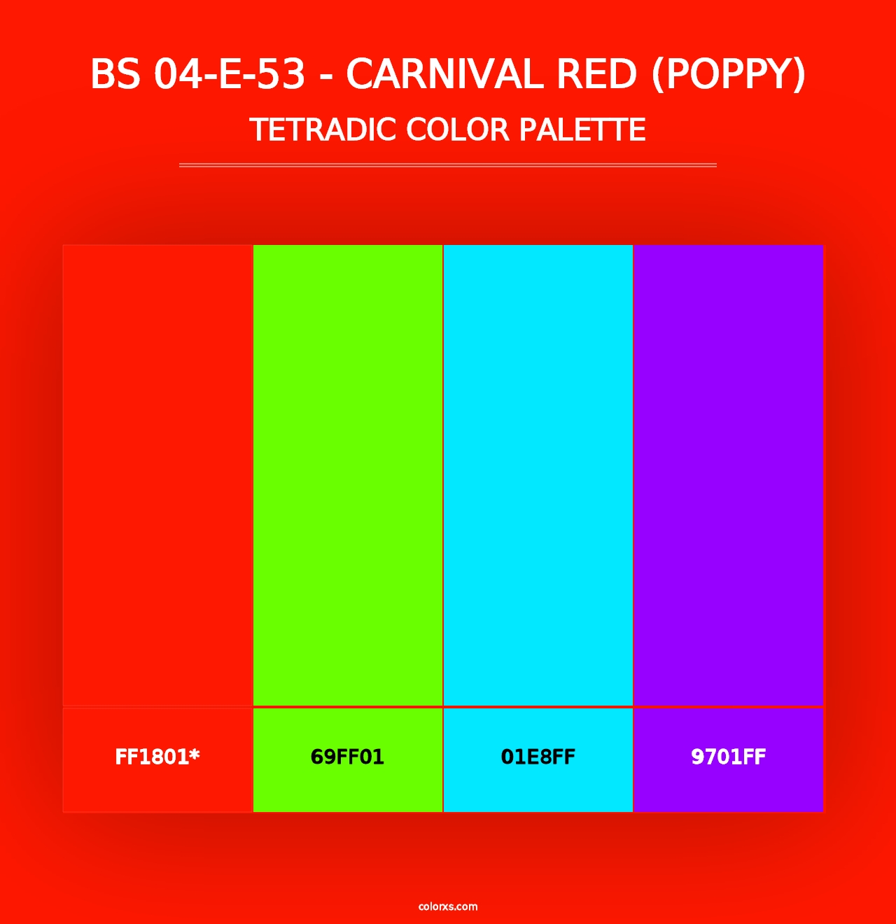 BS 04-E-53 - Carnival Red (Poppy) - Tetradic Color Palette