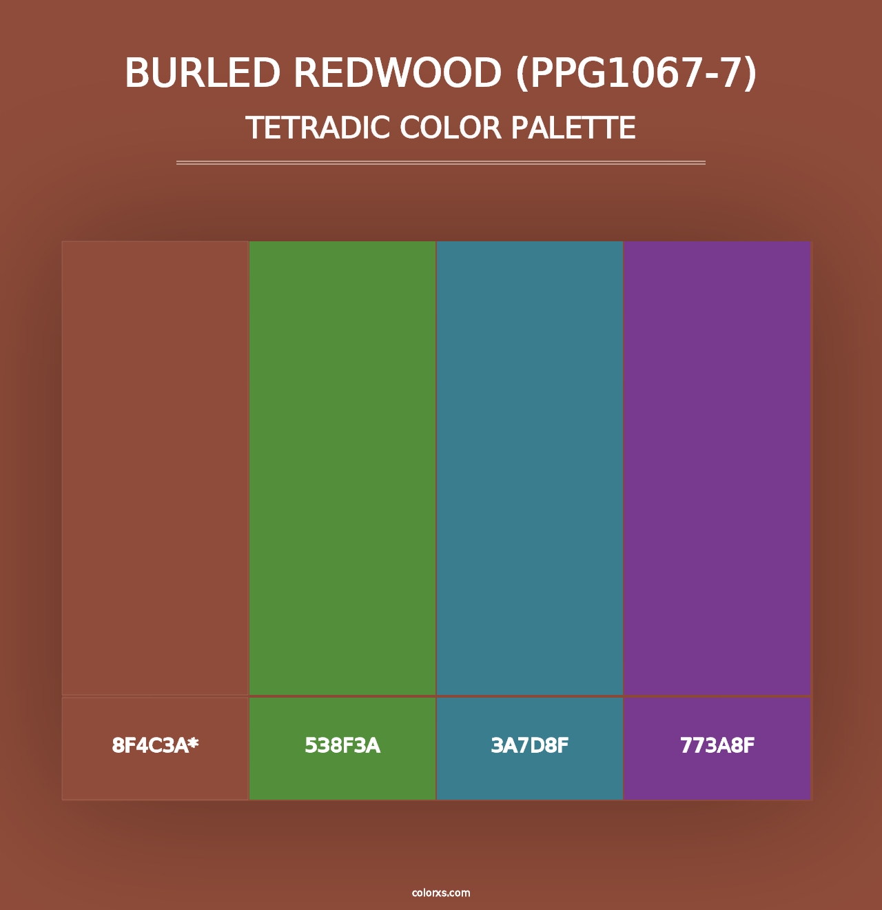 Burled Redwood (PPG1067-7) - Tetradic Color Palette