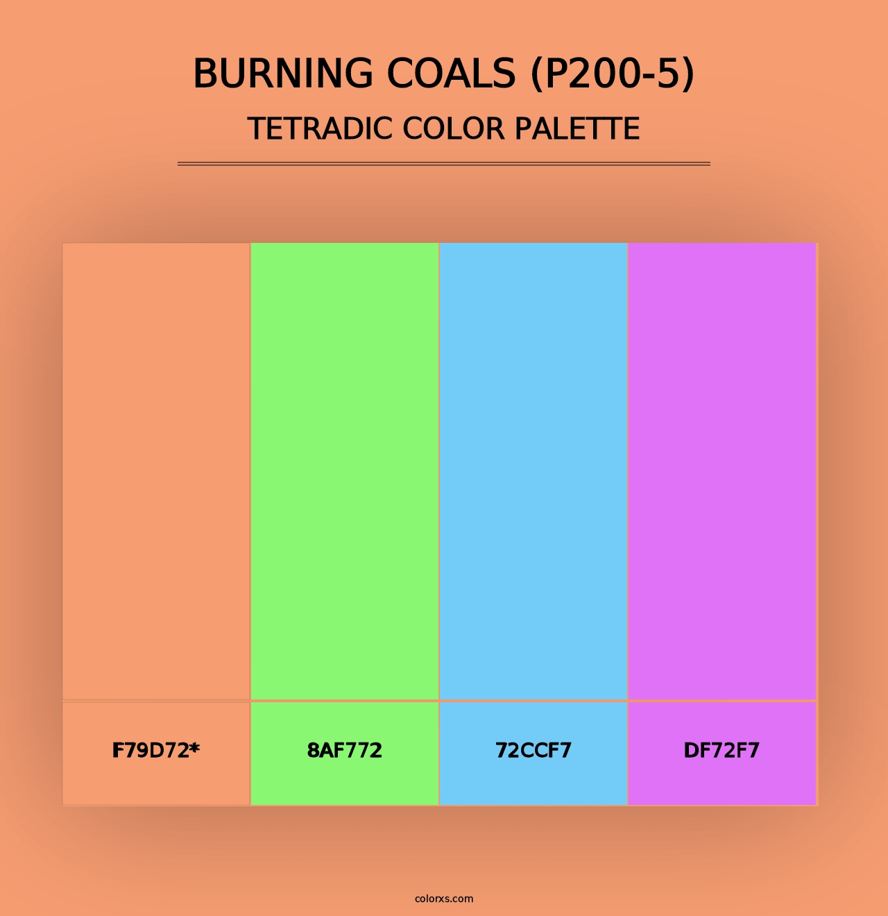 Burning Coals (P200-5) - Tetradic Color Palette