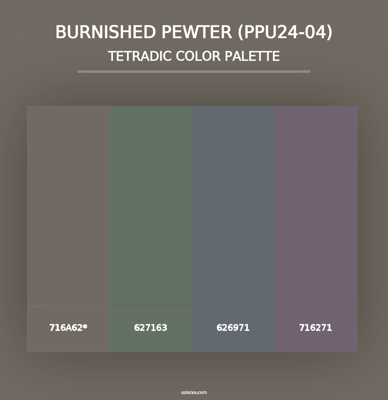 Burnished Pewter (PPU24-04) - Tetradic Color Palette