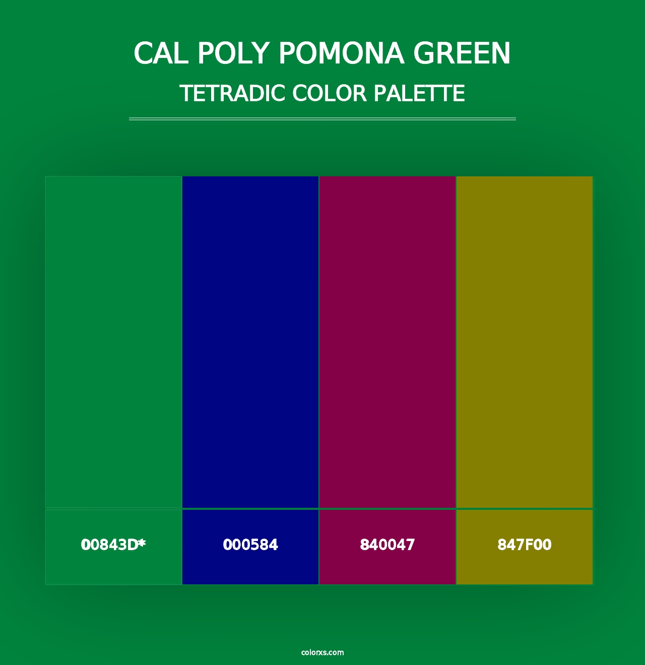 Cal Poly Pomona Green - Tetradic Color Palette