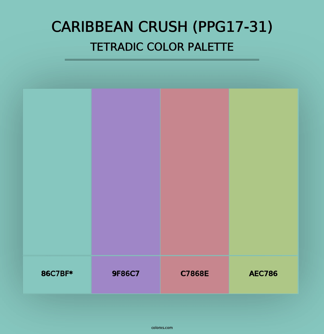 Caribbean Crush (PPG17-31) - Tetradic Color Palette