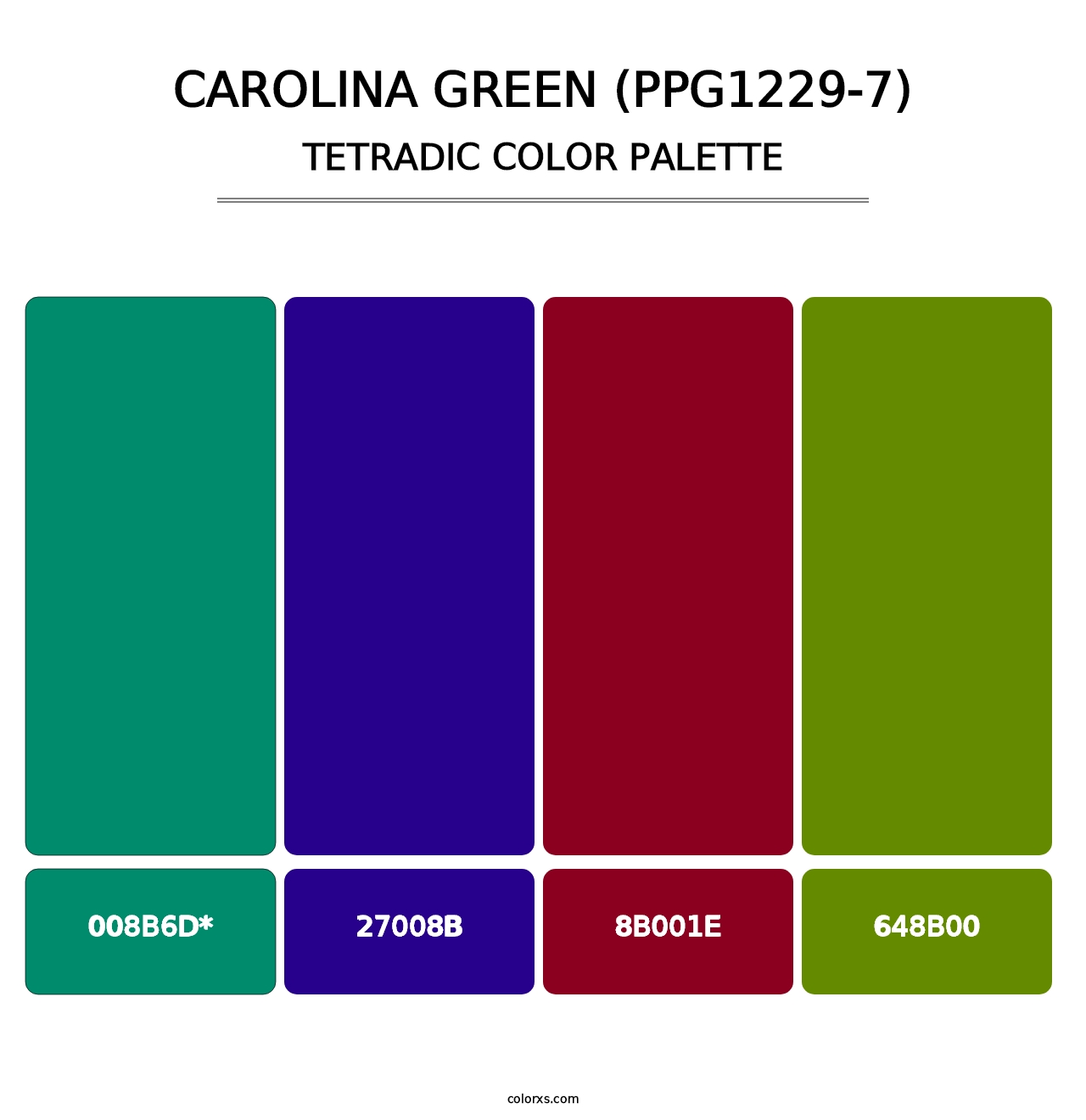 Carolina Green (PPG1229-7) - Tetradic Color Palette