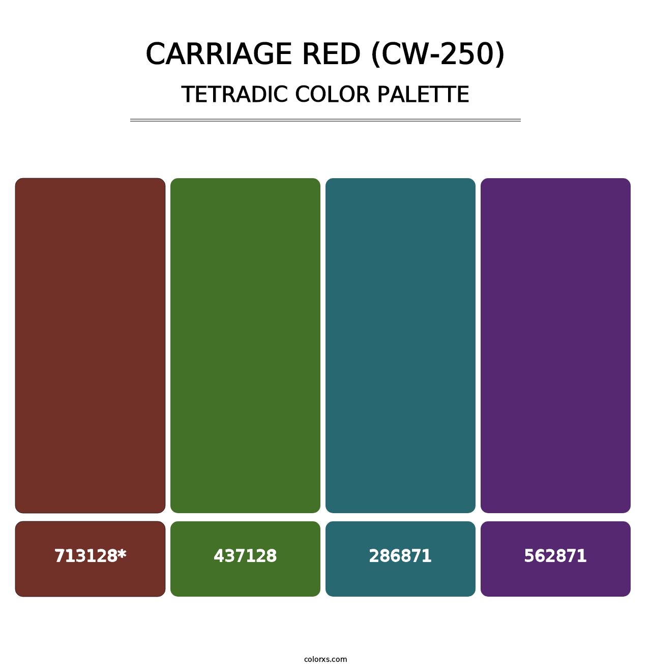 Carriage Red (CW-250) - Tetradic Color Palette