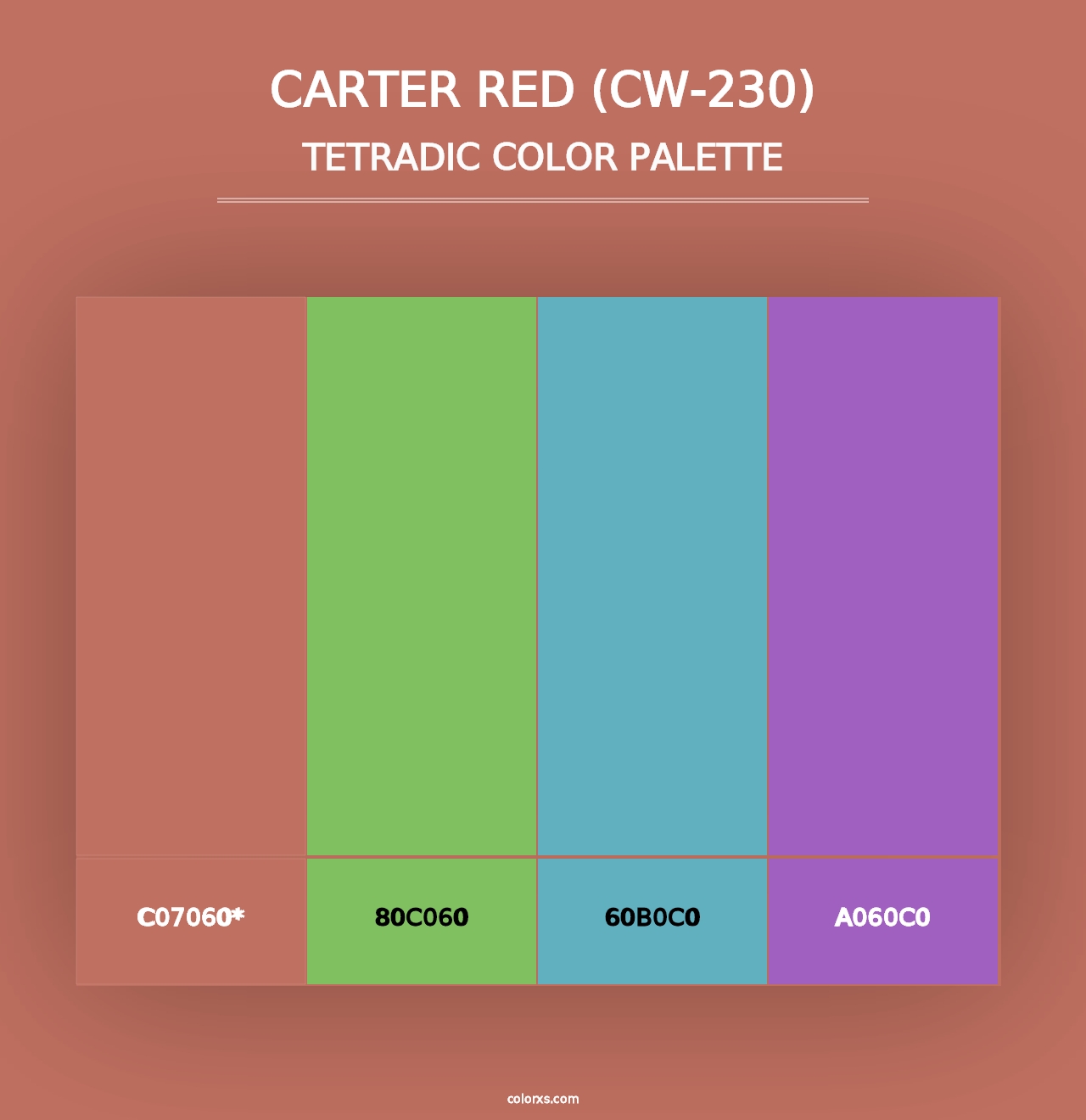 Carter Red (CW-230) - Tetradic Color Palette