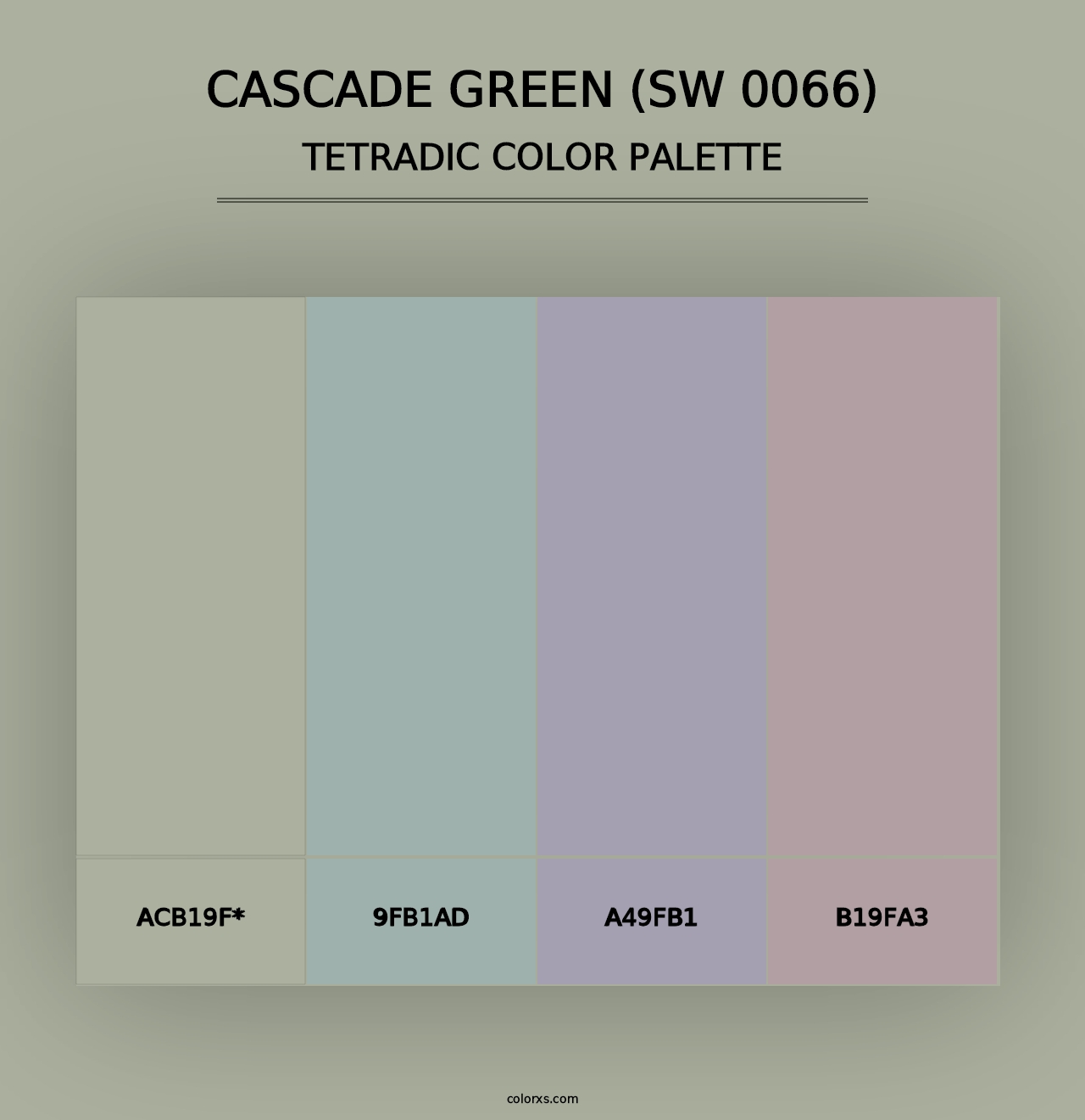 Cascade Green (SW 0066) - Tetradic Color Palette