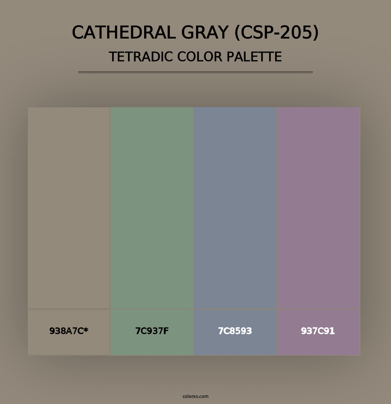 Cathedral Gray (CSP-205) - Tetradic Color Palette