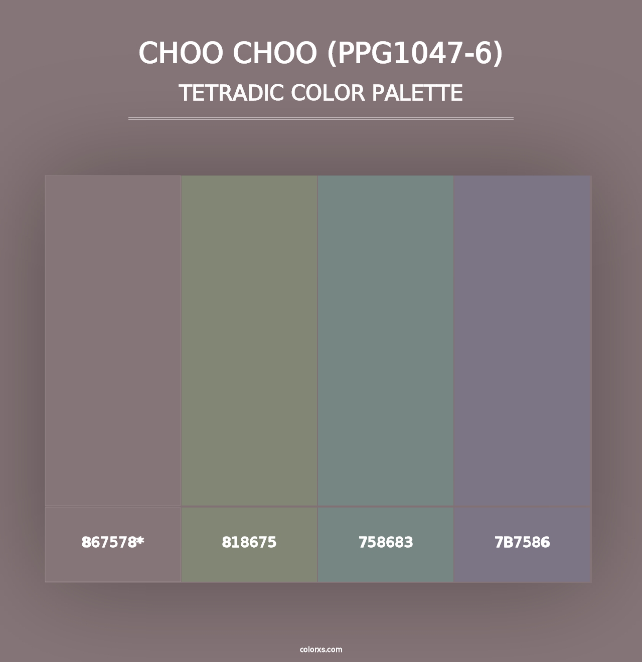 Choo Choo (PPG1047-6) - Tetradic Color Palette