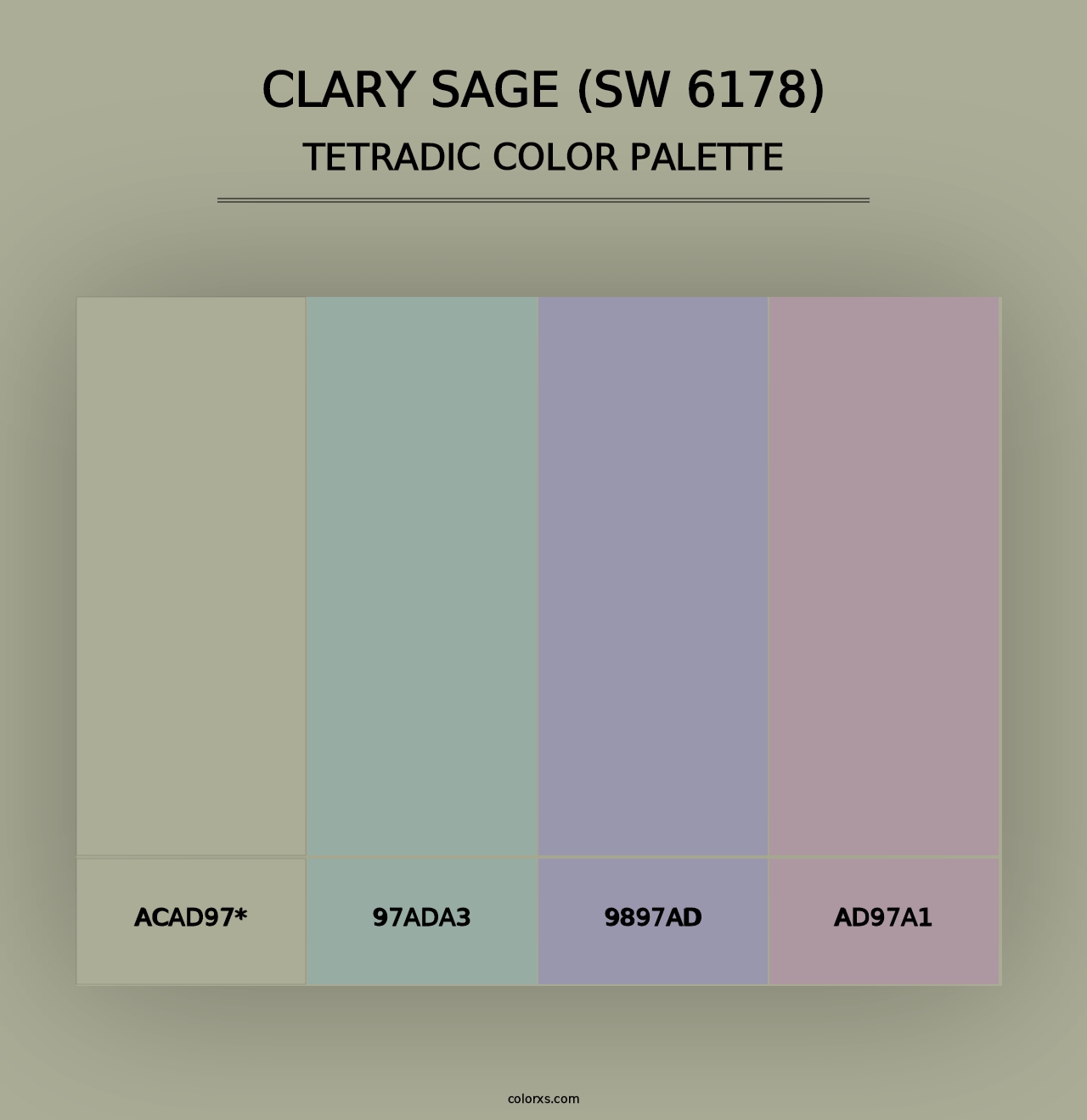 Clary Sage (SW 6178) - Tetradic Color Palette