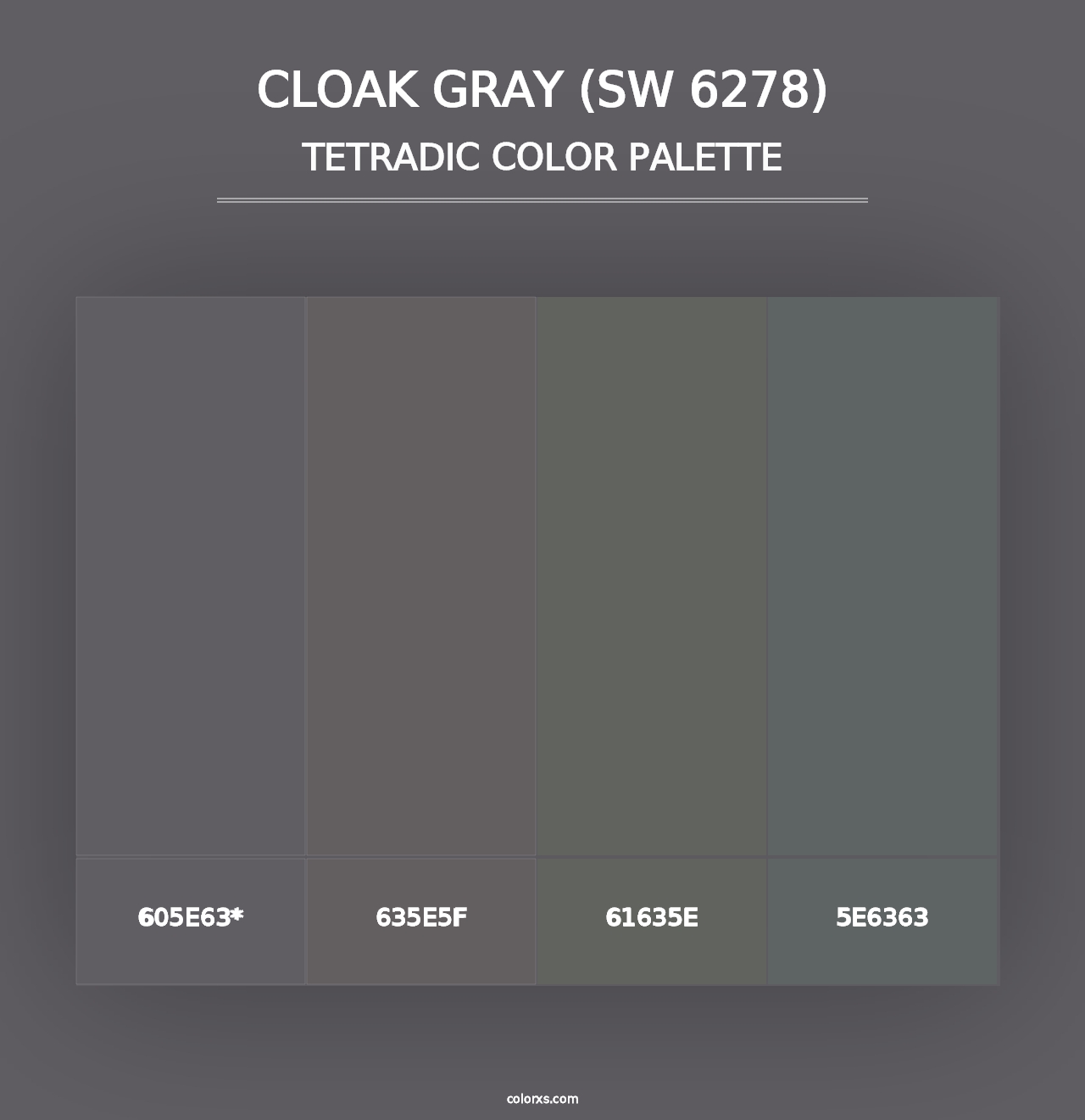 Cloak Gray (SW 6278) - Tetradic Color Palette