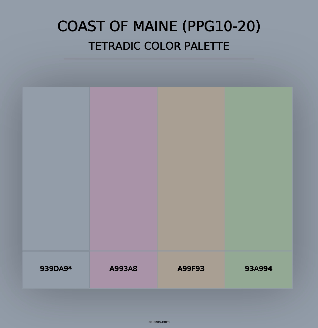 Coast Of Maine (PPG10-20) - Tetradic Color Palette