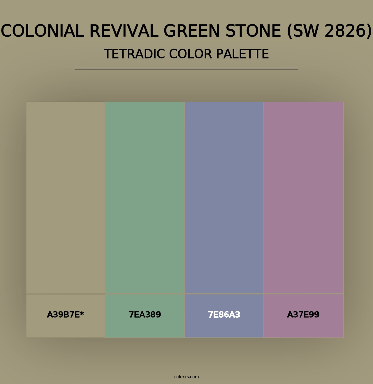 Colonial Revival Green Stone (SW 2826) - Tetradic Color Palette