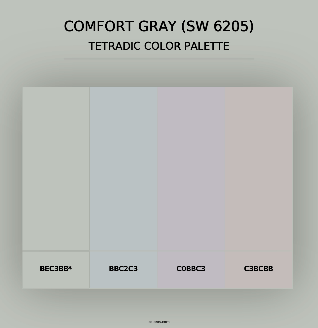 Comfort Gray (SW 6205) - Tetradic Color Palette