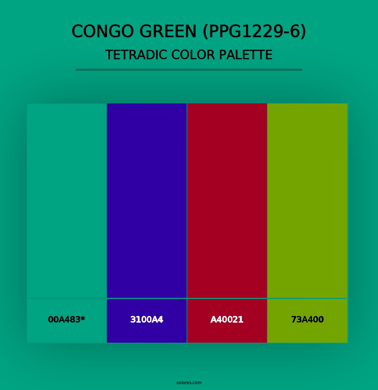 Congo Green (PPG1229-6) - Tetradic Color Palette