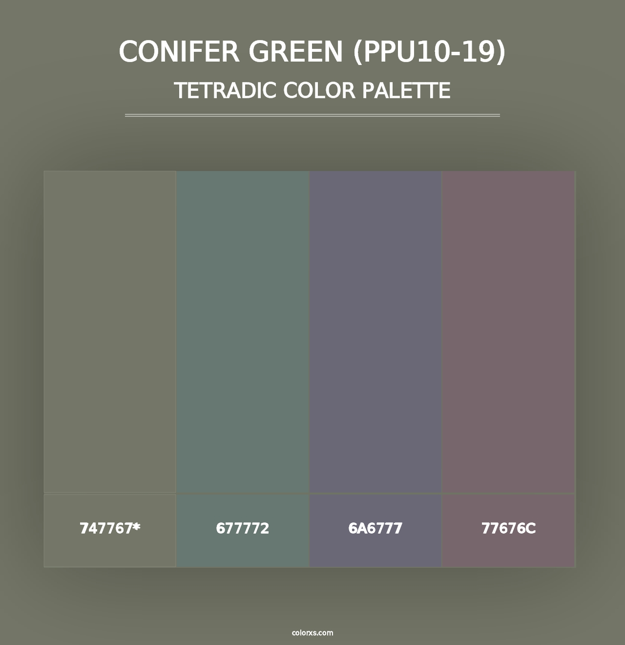 Conifer Green (PPU10-19) - Tetradic Color Palette