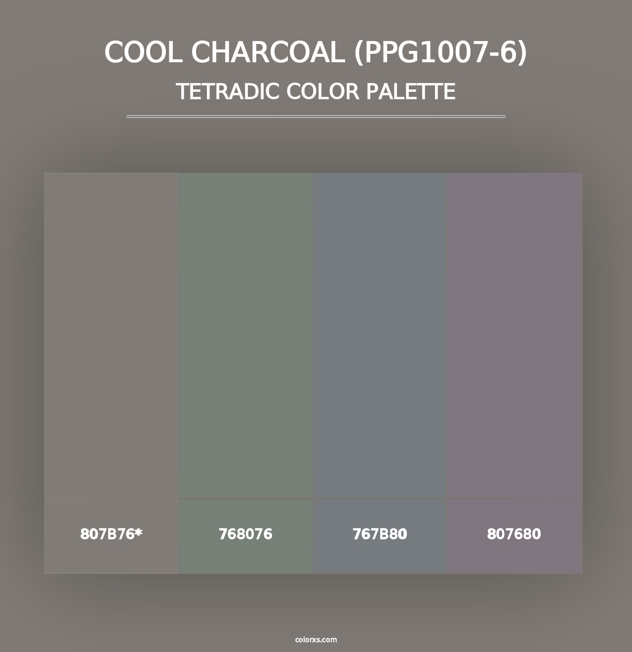 Cool Charcoal (PPG1007-6) - Tetradic Color Palette