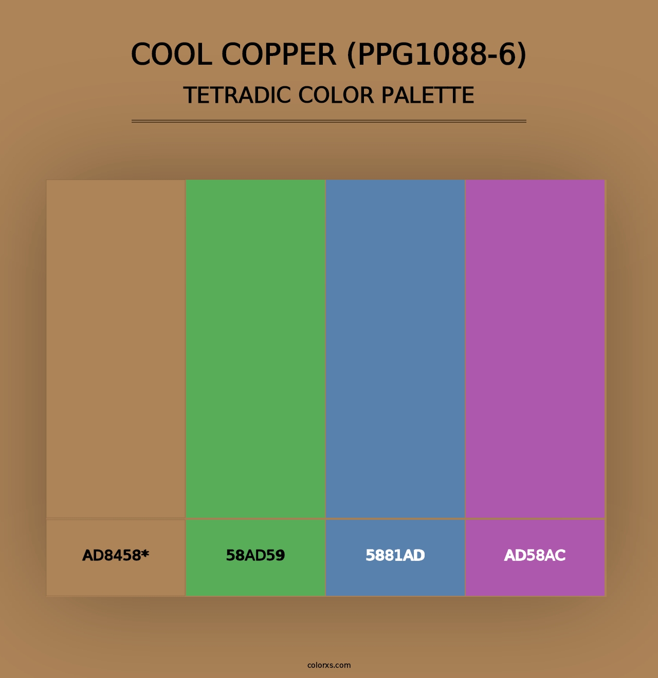 Cool Copper (PPG1088-6) - Tetradic Color Palette