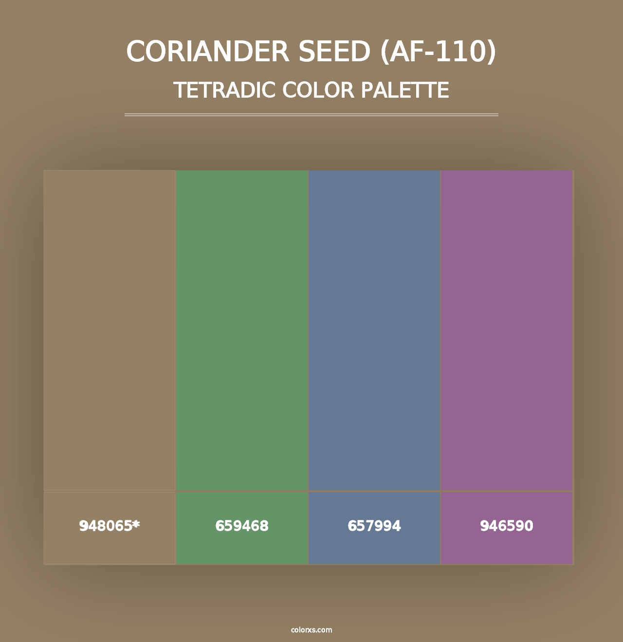 Coriander Seed (AF-110) - Tetradic Color Palette