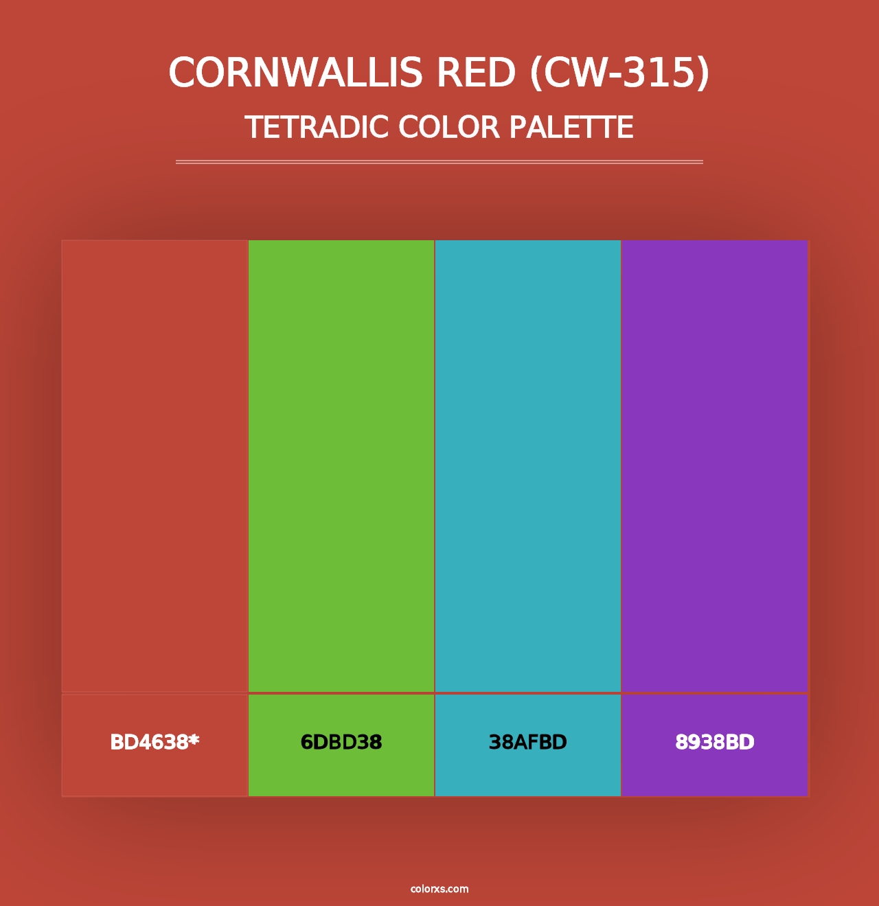 Cornwallis Red (CW-315) - Tetradic Color Palette