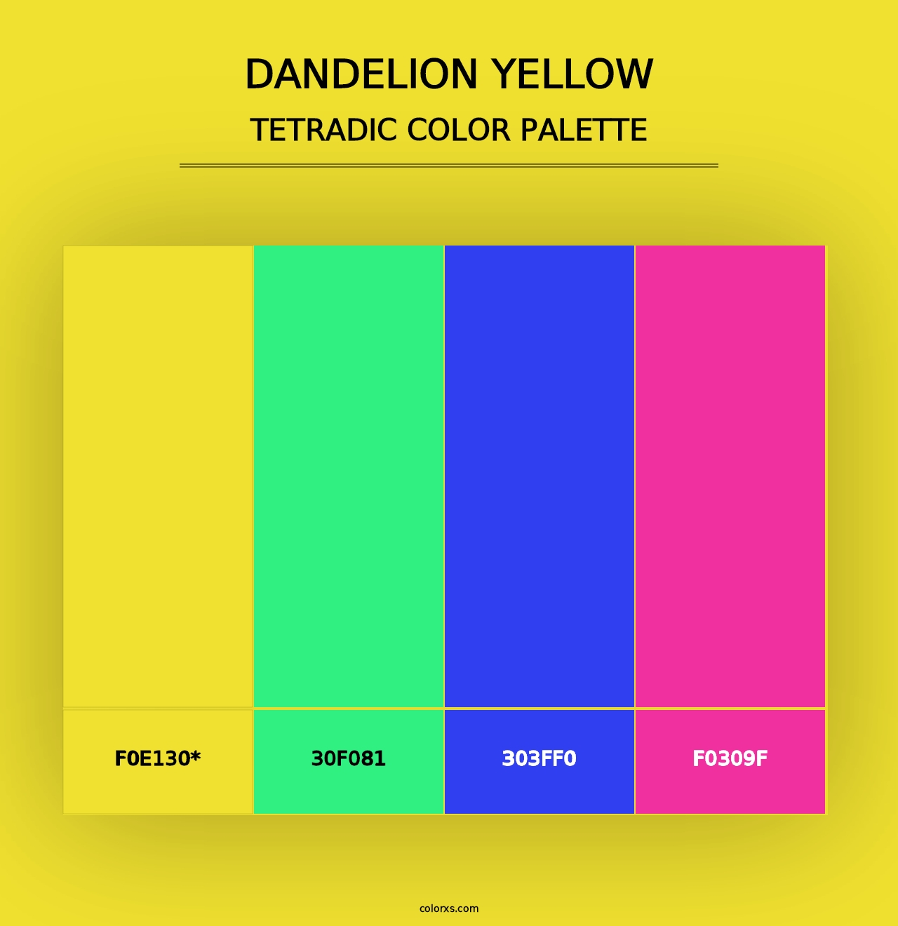 Dandelion Yellow - Tetradic Color Palette