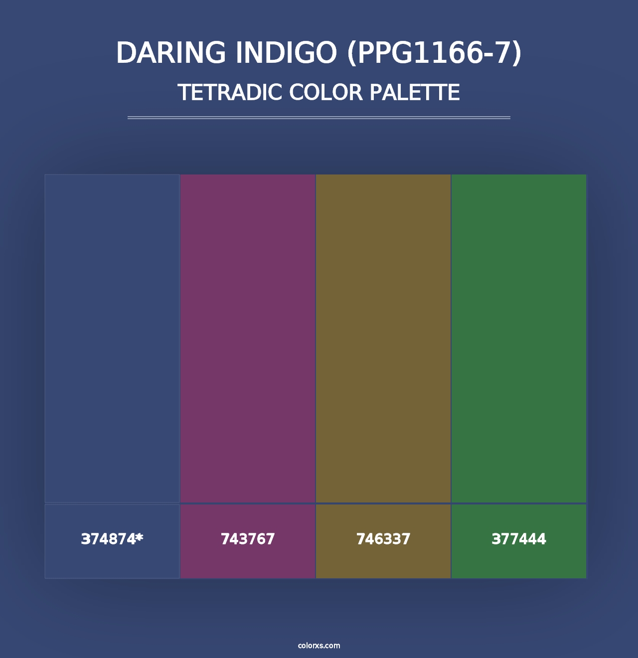 Daring Indigo (PPG1166-7) - Tetradic Color Palette