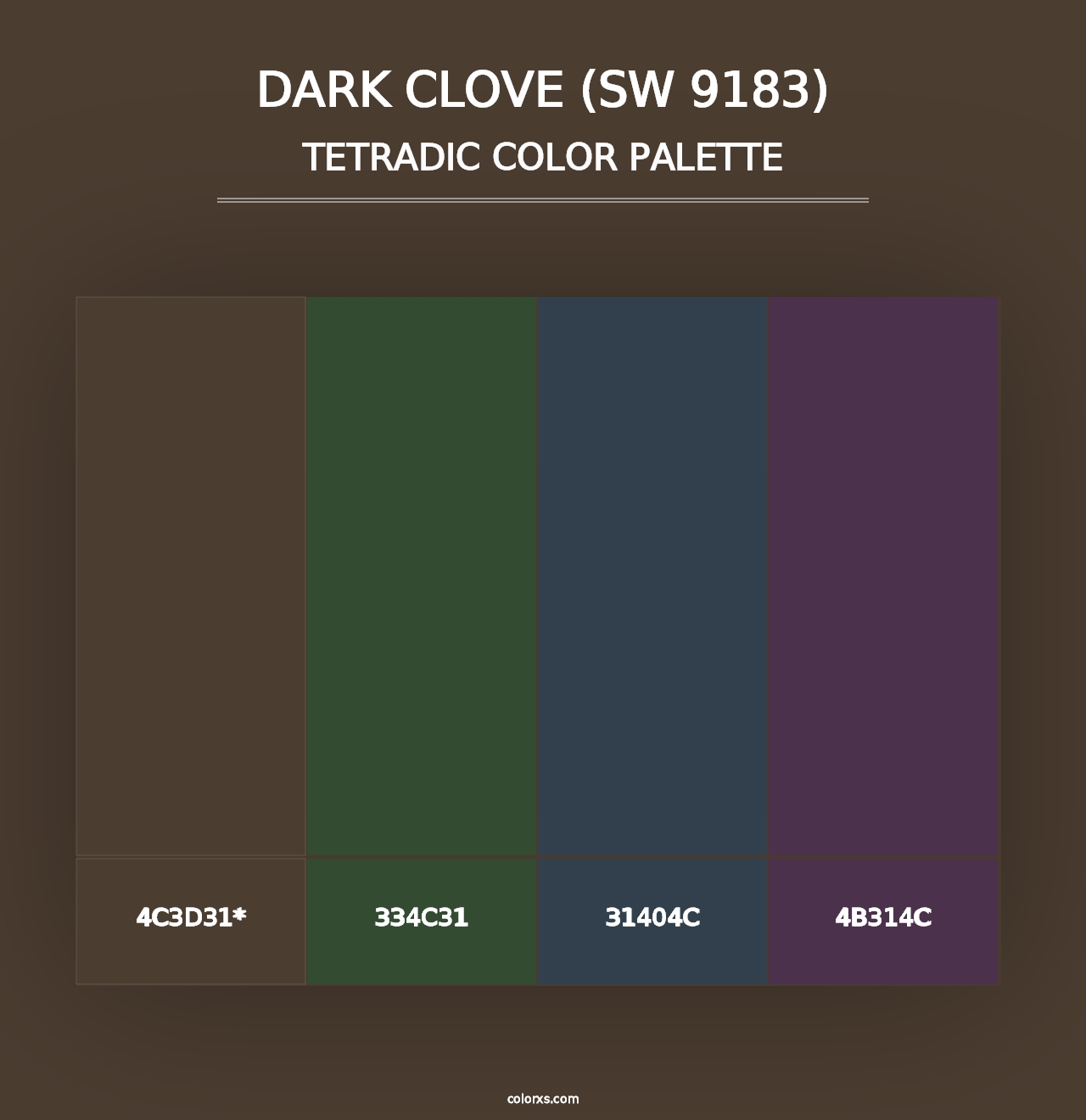 Dark Clove (SW 9183) - Tetradic Color Palette