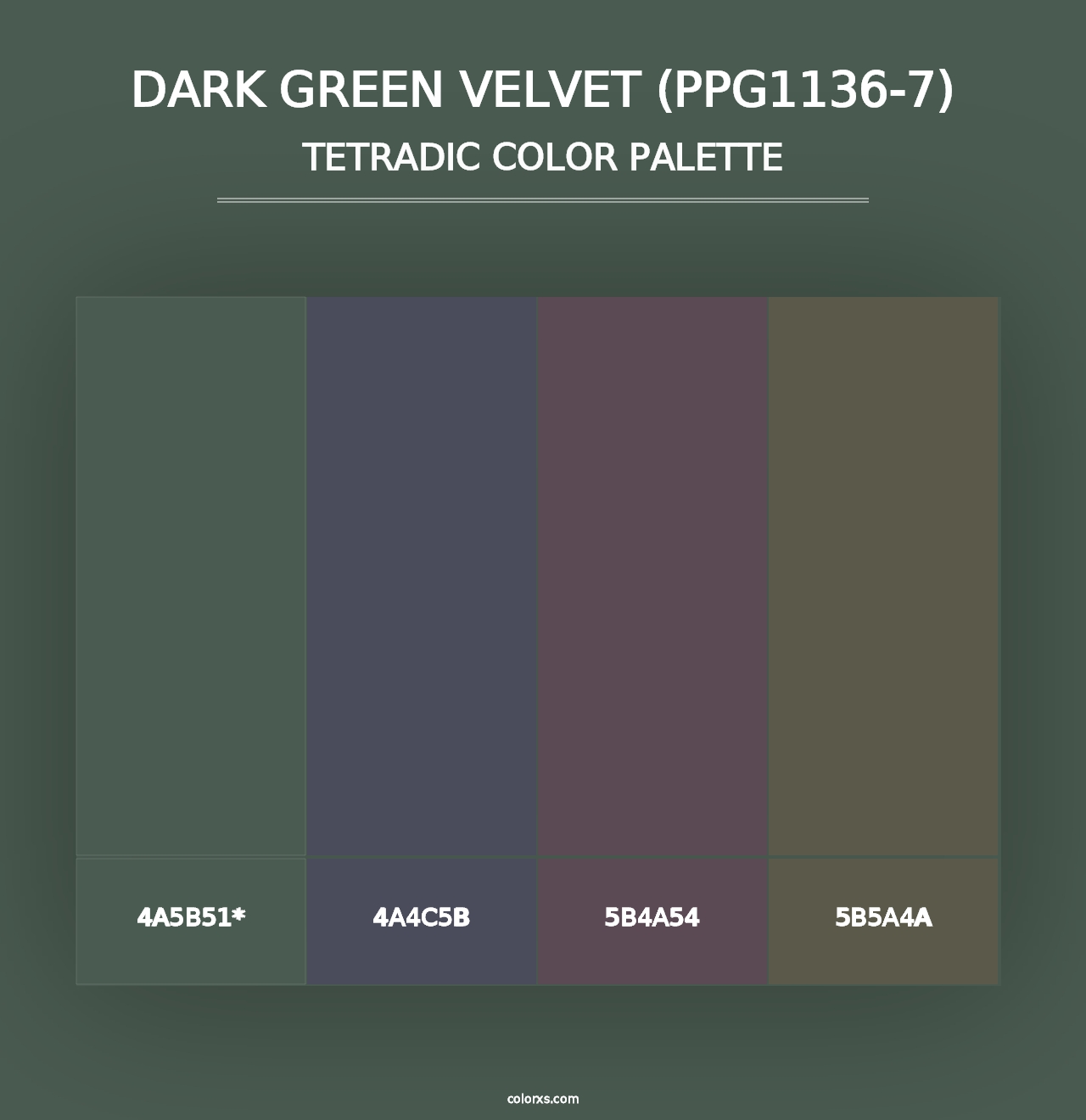 Dark Green Velvet (PPG1136-7) - Tetradic Color Palette