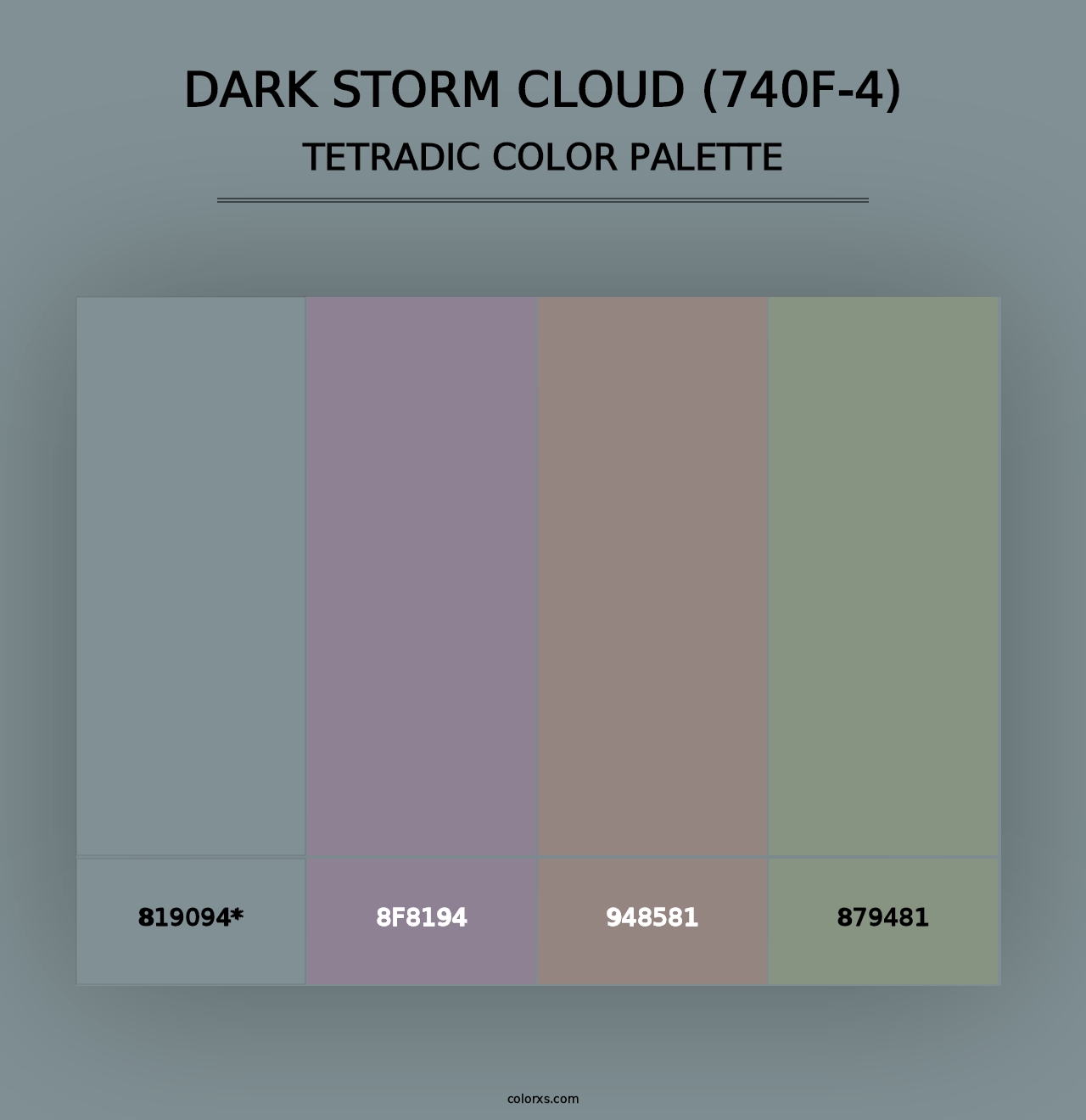 Dark Storm Cloud (740F-4) - Tetradic Color Palette